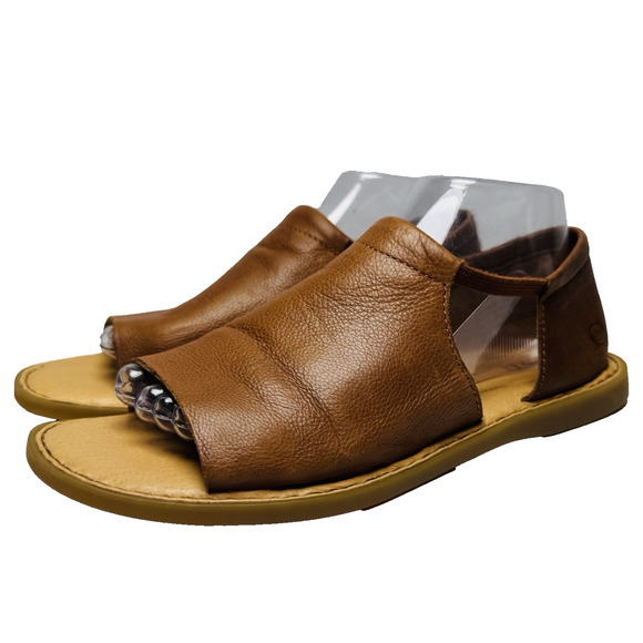 Born Cove Modern Sandals Women's Sz 9 M Brown Leather Slip On Flats Comfort - Picture 1 of 10